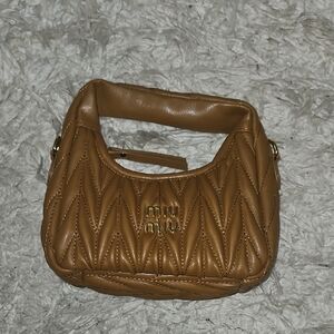 Tan Quilted Mini Bag